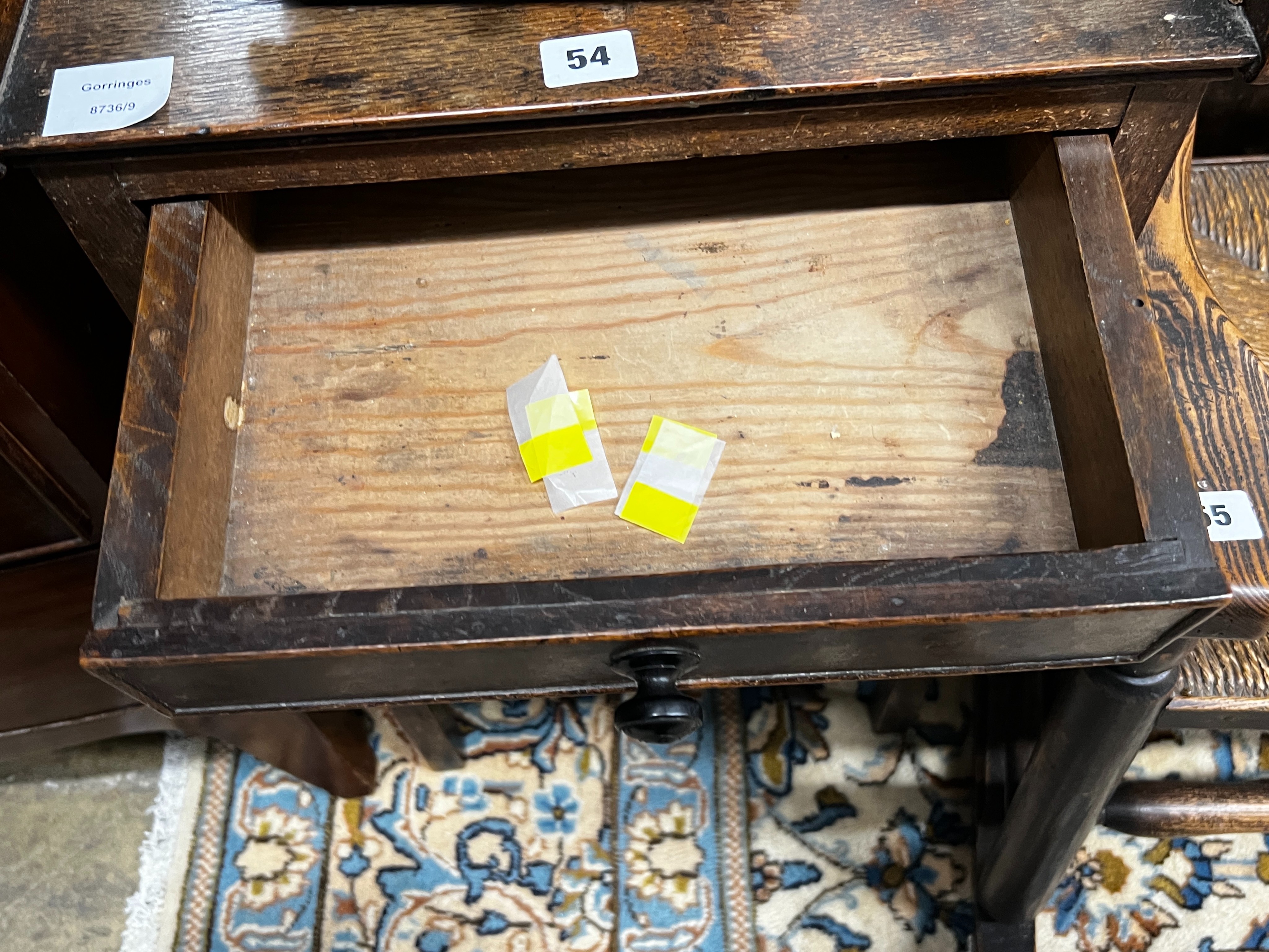 A George III provincial oak two tier washstand, width 47cm, depth 38cm, height 88cm